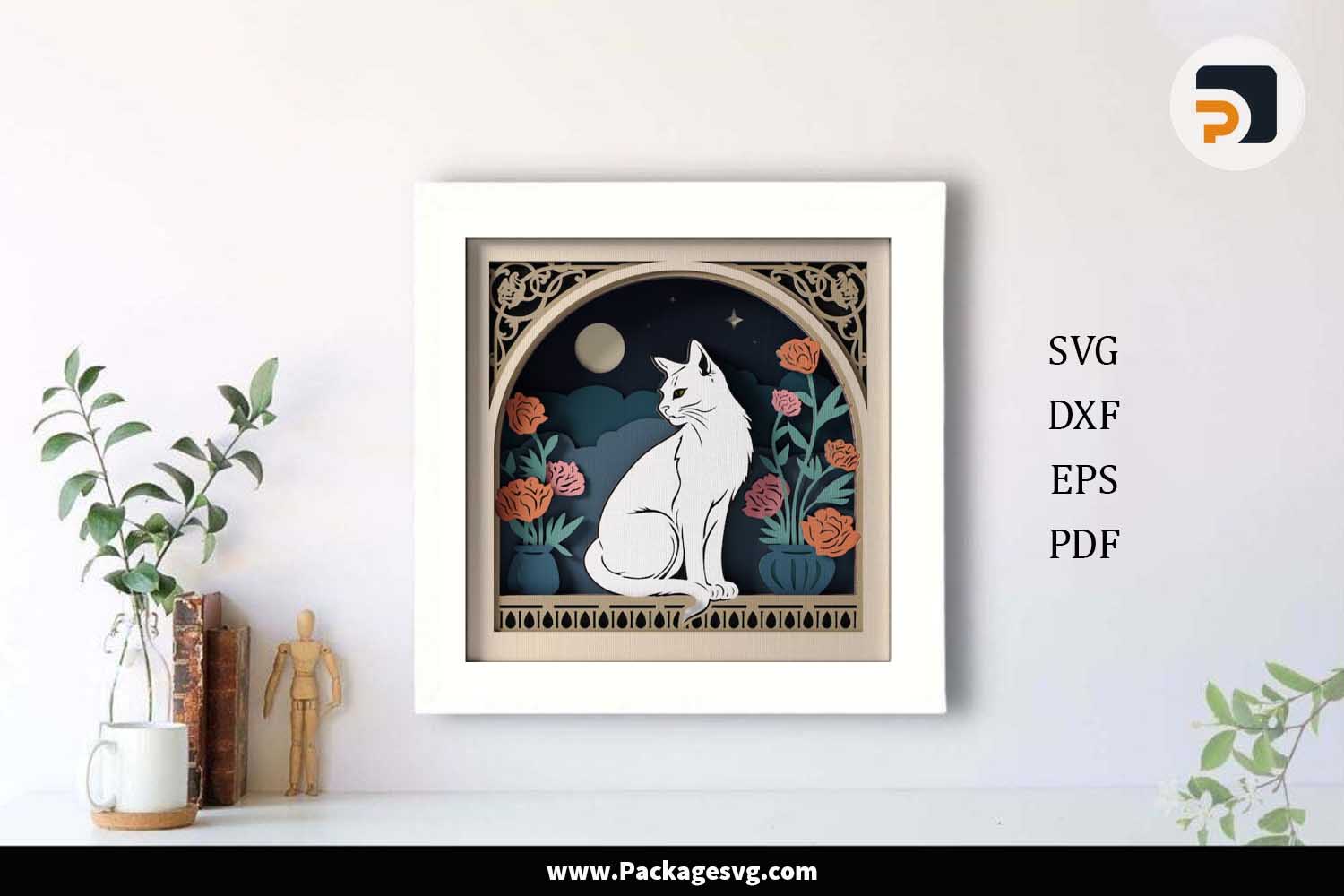Black and White Cats Shadow Box, SVG Paper Cut Files LMG3W5F9