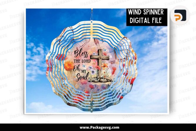 Christian Wind Spinner Design, Bless The Lord Oh My Soul Png LM8W1LX9