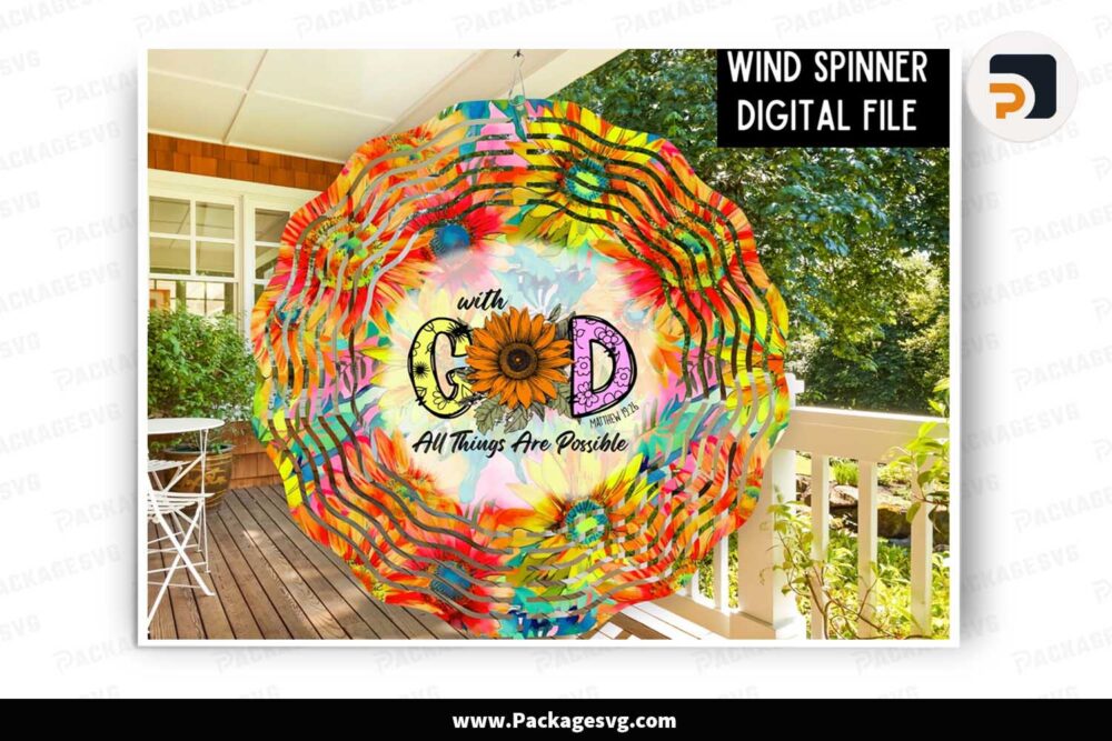 Christian Wind Spinner Design, With God All Things Are Possible Png LM8WGV2B