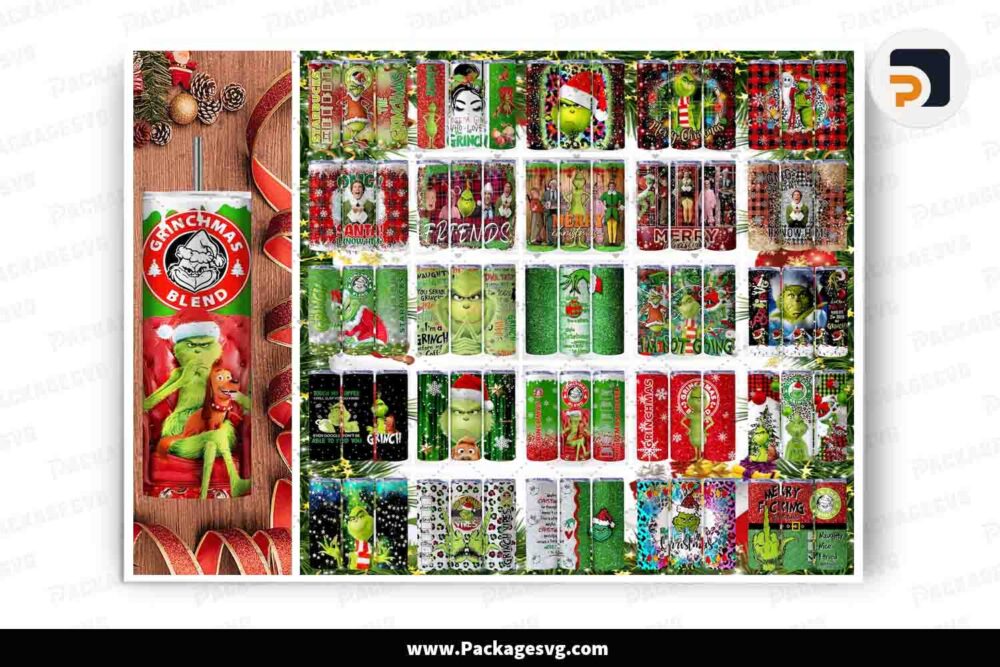 Christmas Grinch Sublimation Bundle, 55 Designs 20oz Tumbler Wrap PNG LMOAGNI7