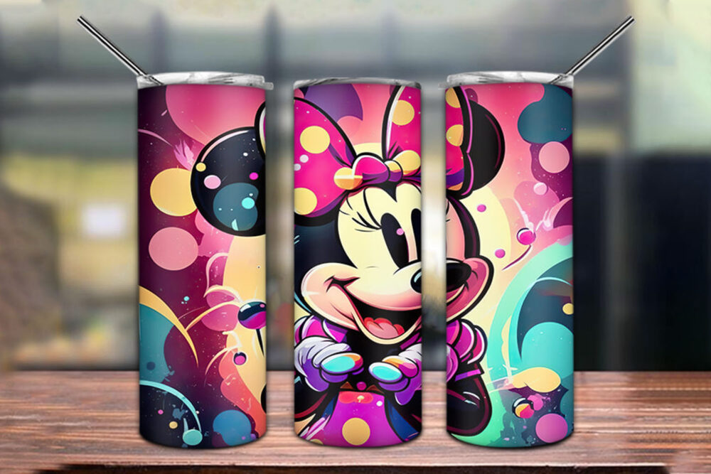 Colorful Minnie Tumbler PNG, 20oz Tumbler Wrap PNG 1