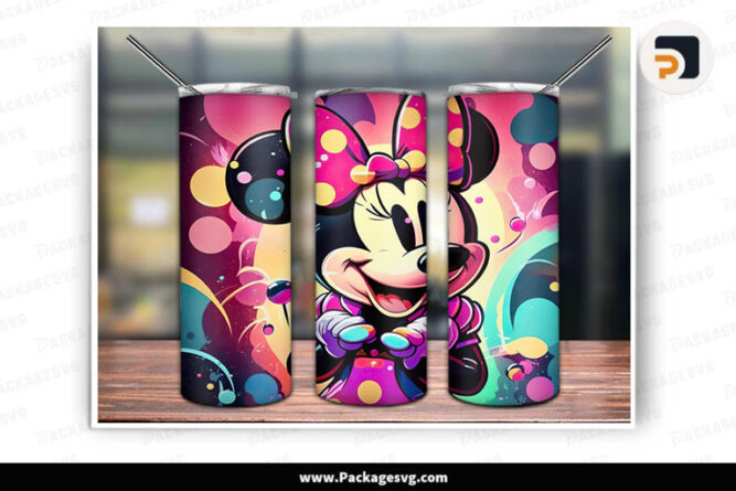 Colorful Minnie Tumbler PNG, 20oz Tumbler Wrap PNG