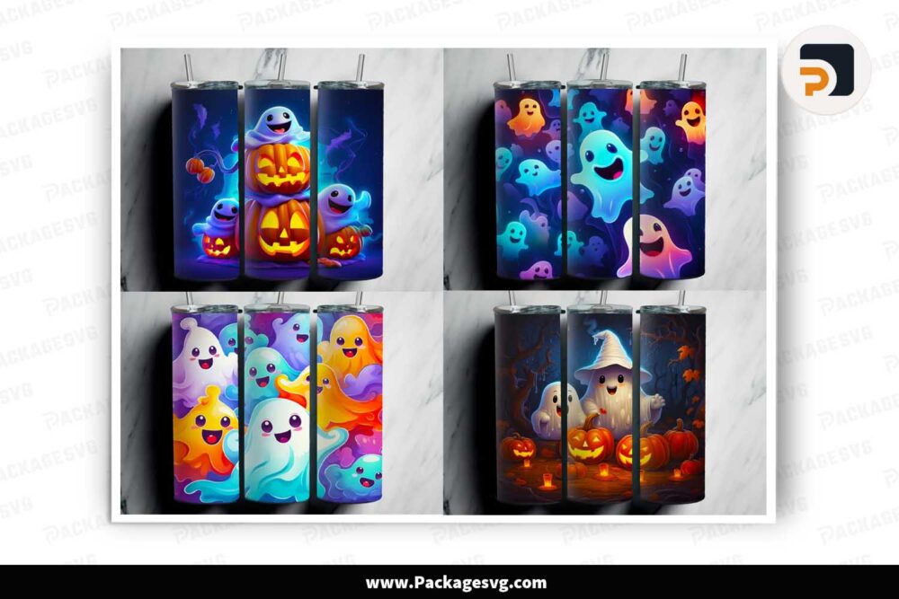 Cute Ghost Sublimation Bundle, 20oz Skinny Tumbler Wrap LM5SO9YT