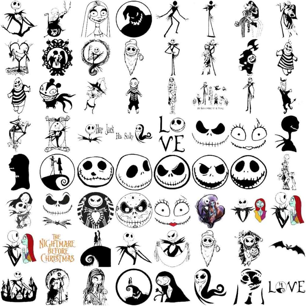 Jack Skellington Characters PNG Bundle, Halloween Nightmare Designs ...