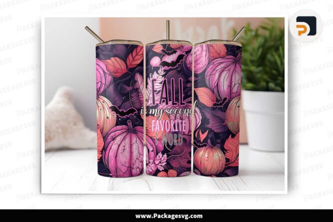 Fall is My Second Favorite F Word PNG, 20 oz Skinny Tumbler Wrap LMYNW2M7