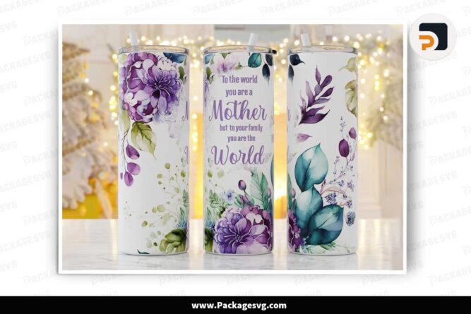 Floral Mom Quotes Sublimation Design, 20oz Skinny Tumbler Wrap PNG LMFQMKDC