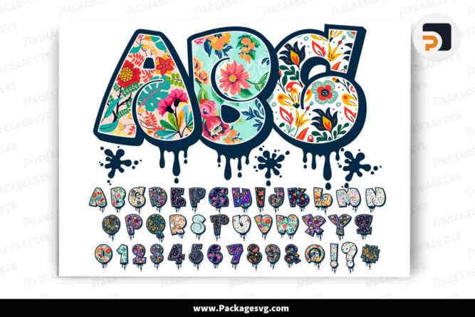 Graffiti Spring Floral Alphabet PNG, Doodle Letters Cliparts Font LMU9K7UP