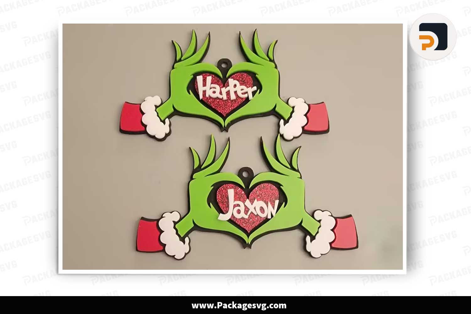 Grinch Heart Hand Ornament Design, Christmas SVG For Cricut LN4AI2LH