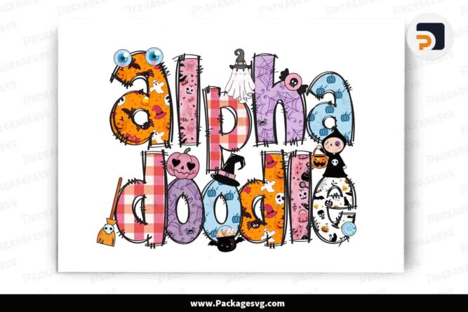 Halloween Doodle Letters Alphabet Bundle, Spooky Boo Ghost Cliparts Font PNG LMRG4WRH