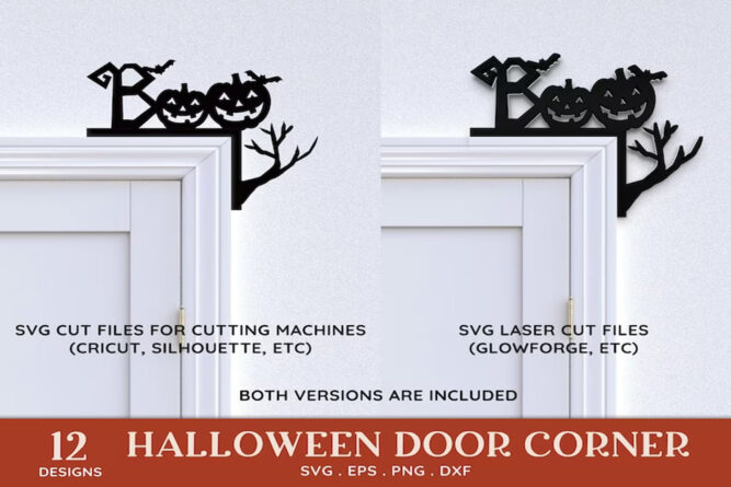 Halloween Door Corner bundle Svg for Glowforge and Cricut Cut File