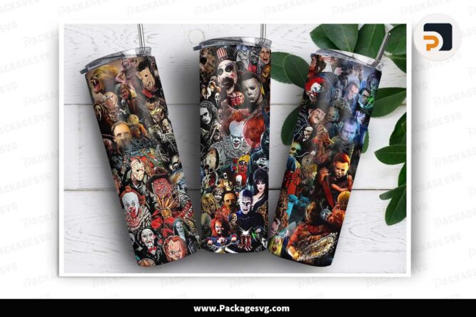 Halloween Horror Movies Characters PNG, 20oz Tumbler Wrap LM8IW6IY
