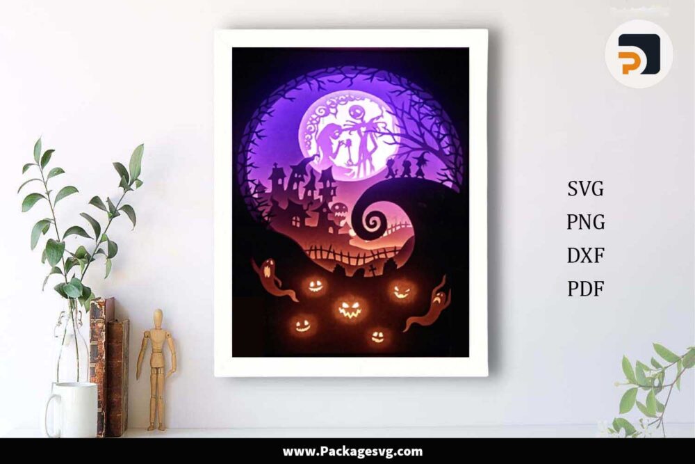 Halloween Nightmare Light Box, SVG Layered Papercut File LM9WB6EC