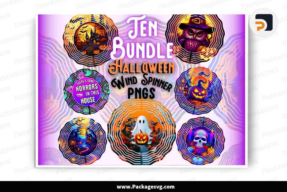 Halloween Wind Spinner Bundle, 10 Spooky Sublimation Designs PNG LM8YY33J