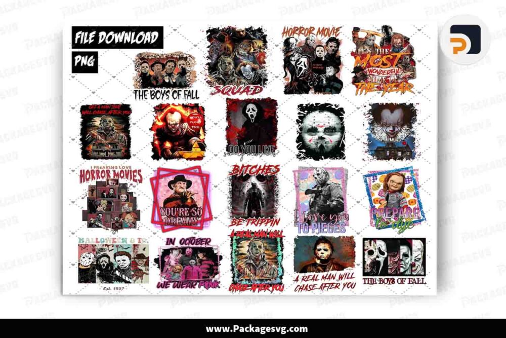 Horror Characters PNG Bundle, 135 Halloween Shirt Designs LMOKFY3J