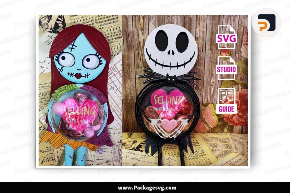 Jack And Sally Dome Candy Holder, Svg Cut File for Cricut or Silhouette LN3ZR79K