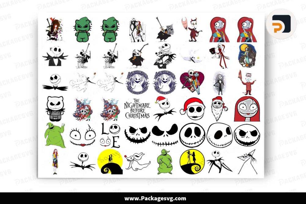 Jack Skellington Characters PNG Bundle, Halloween Nightmare Designs LMSI02B5