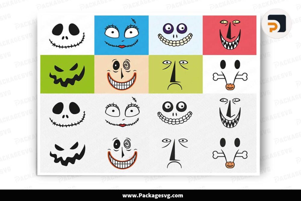 Nightmare Before Christmas Bundle, Halloween Face SVG LMBET3IH