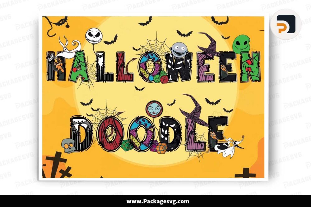 Nightmare Doodle Alphabet Bundle, Halloween Cliparts Font PNG LMR861LX