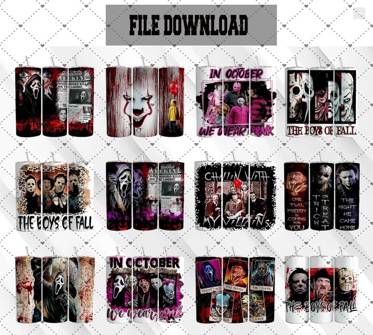 Halloween Horror Tumbler Bundle, 68 Designs 20oz Tumbler Wrap PNG LMOK0SM0