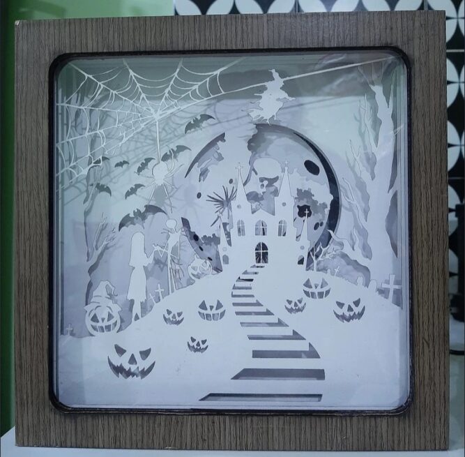 Halloween Jack Skellington Light Box, SVG Paper Cut File LMO9XTB1