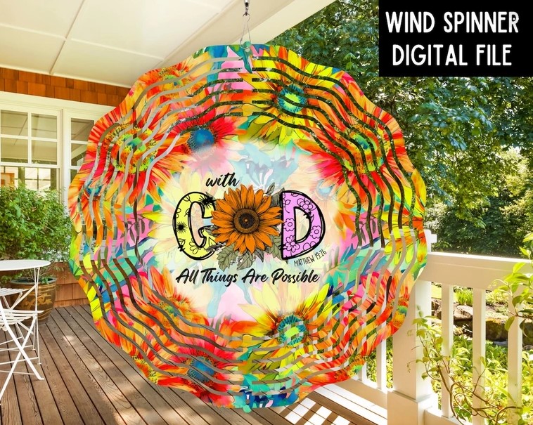 Christian Wind Spinner Design, With God All Things Are Possible Png LM8WGV2B