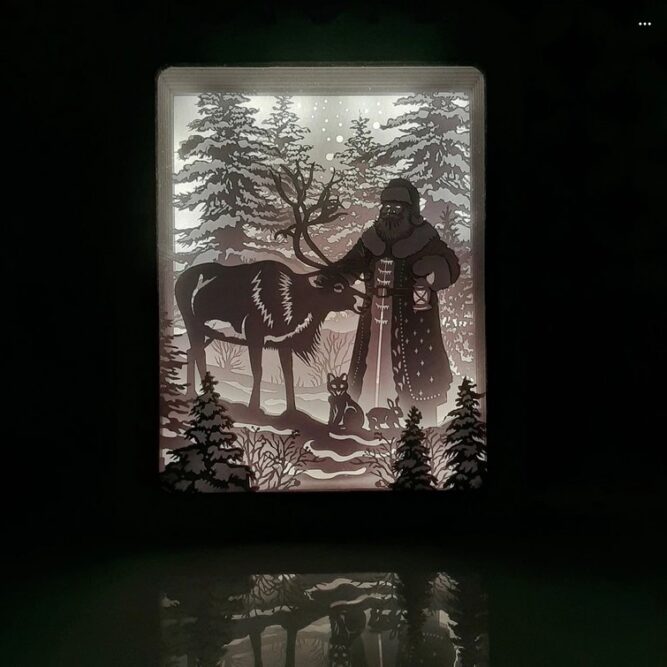 Santa Claus And Deer Light Box, Christmas SVG For Cricut LMREWH1F