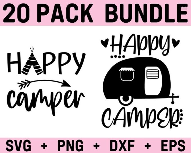 Camping SVG Bundle, 20 Happy Camper Designs LN41YKFX