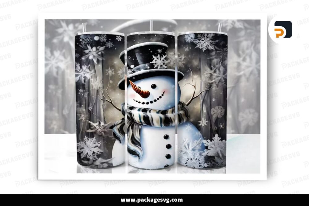Snowman Christmas Tumbler Sublimation Design, 20oz Skinny Tumbler Wrap LNRJS1XK