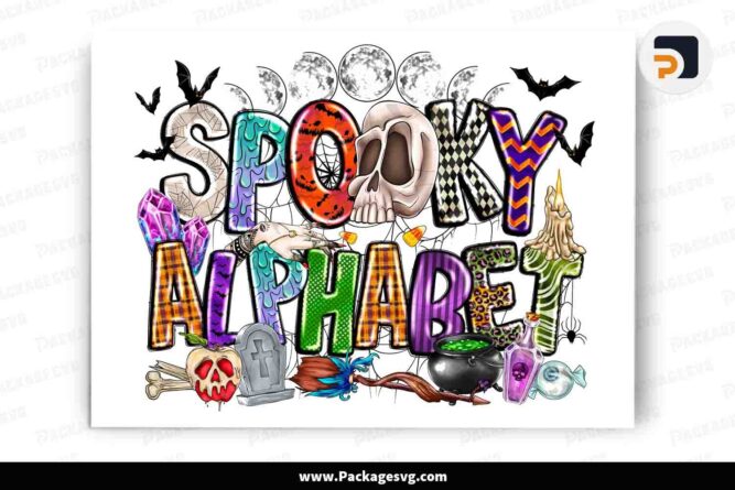 Spooky Doodle Letters Alphabet, Halloween Cliparts Font PNG LMVDIXYV