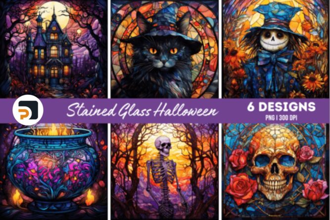 Stained Glass Sublimation Bundle, 60 Halloween Designs 2