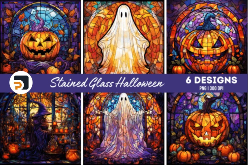 Stained Glass Sublimation Bundle, 60 Halloween Designs 5