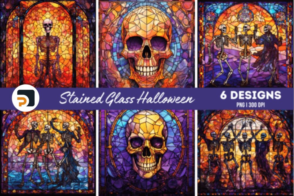 Stained Glass Sublimation Bundle, 60 Halloween Designs 6