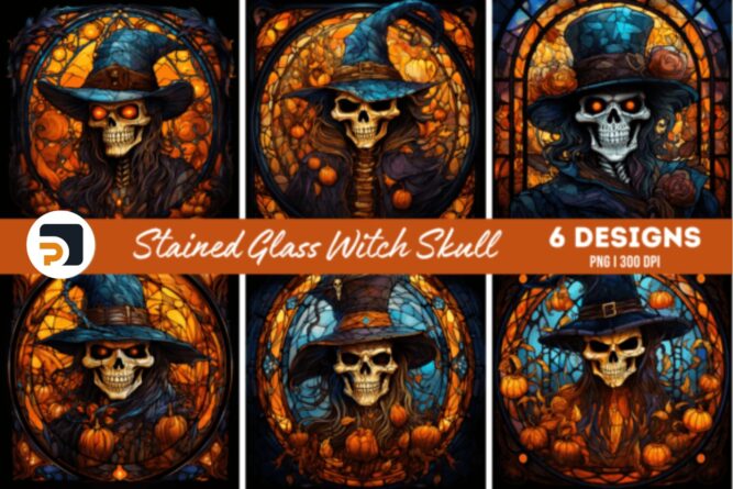 Stained Glass Sublimation Bundle, 60 Halloween Designs 7