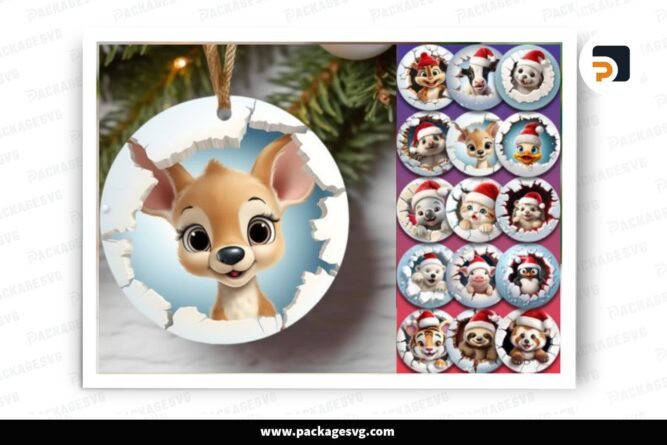 3D Baby Animal Christmas Ornament Bundle, 40+ Designs Sublimation LO6JQ8MS