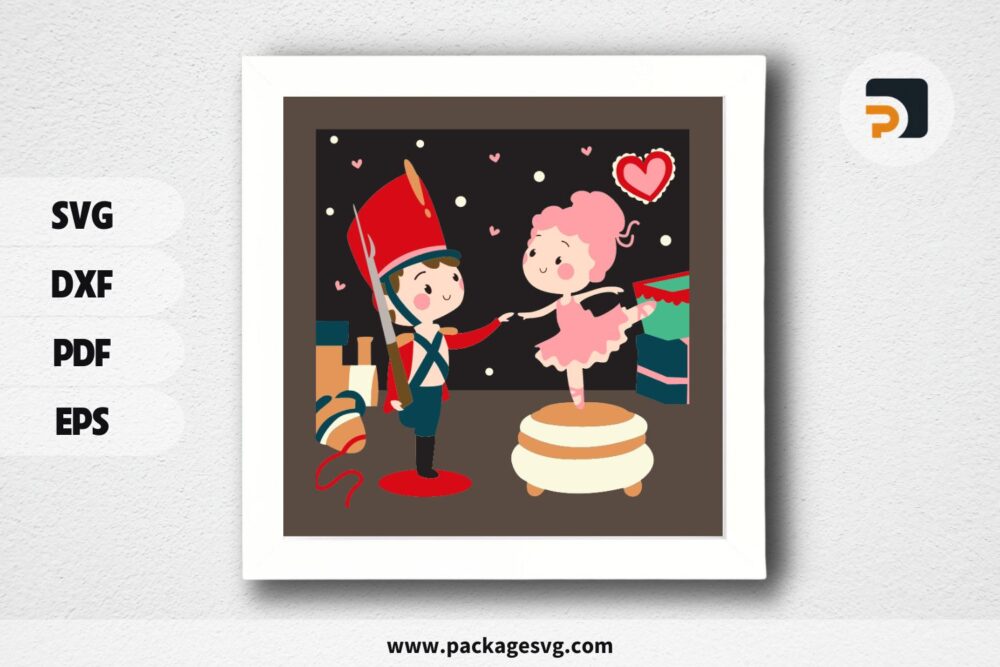 3D Ballet Doll & Nutcracker Christmas Shadowbox SVG, Christmas Paper Cut File LO7EUVOK