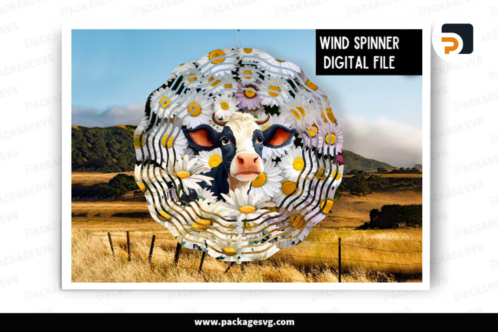 3D Cute Cow Wind Spinner Halloween PNG, 3D Sublimation Design LNXZH3RC