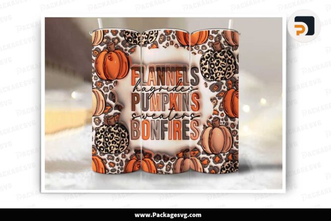 3D Flannels Pumpkins Bonfire Inflated 20oz Tumbler Wrap LNBFW8MM