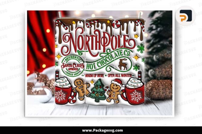 3D Inflated Northpole Hot Chocolate Christmas 20oz Tumbler Wrap LNBG615Y