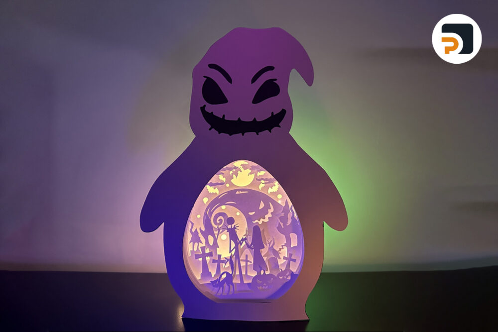 3D Nightmare Halloween Light Box, Oogie Boogie SVG Paper Cut File 1