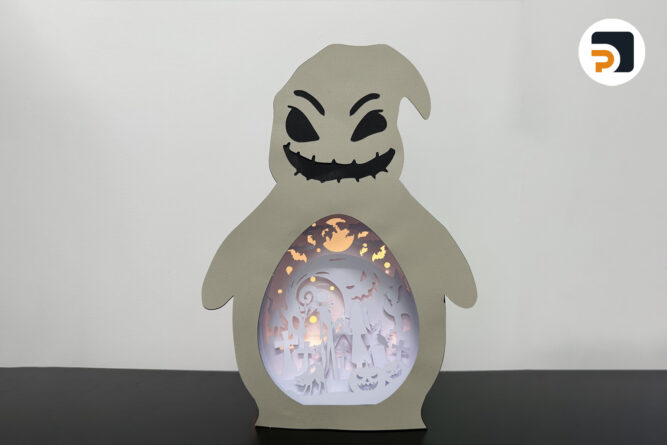 3D Nightmare Halloween Light Box, Oogie Boogie SVG Paper Cut File 2