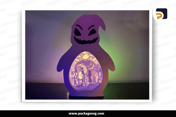 3D Nightmare Halloween Light Box, Oogie Boogie SVG Paper Cut File LNLLVZ13