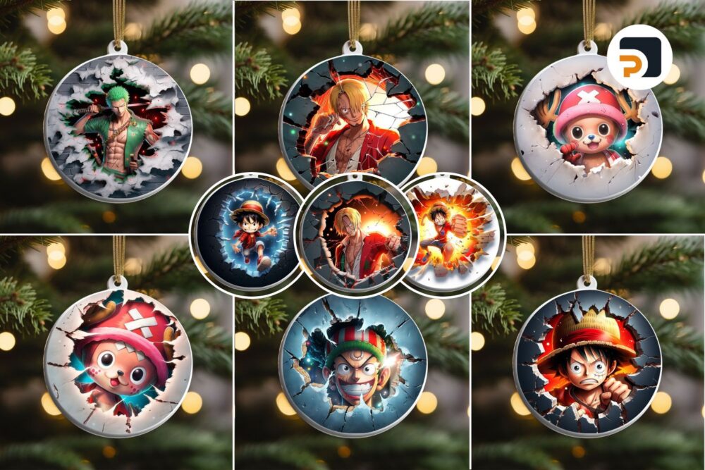 3D One Piece Break Through Ornament Bundle, 9 Designs Sublimation