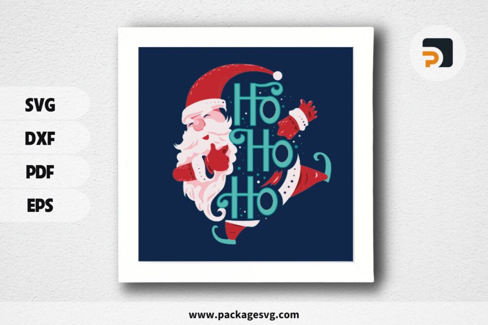 3D Santa HOHOHO Shadowbox SVG, Christmas Paper Cut File LO7DGKDU