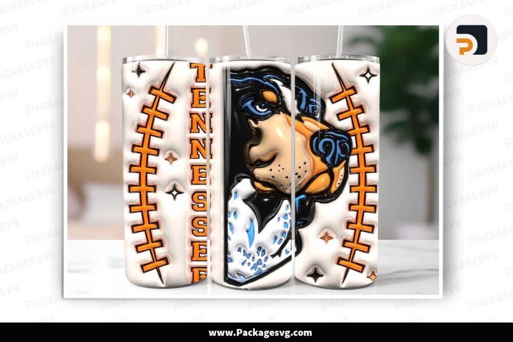 3D Tennessee Inflated Tumbler Design, 20 oz Tumbler Wrap PNG LNB4VAV7