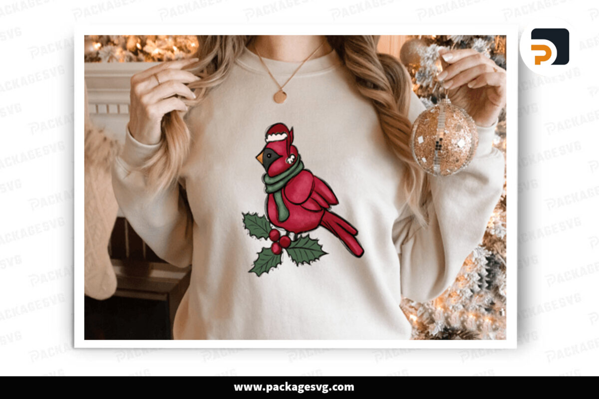 Cardinal Bird Christmas PNG Sublimation Design Free Download