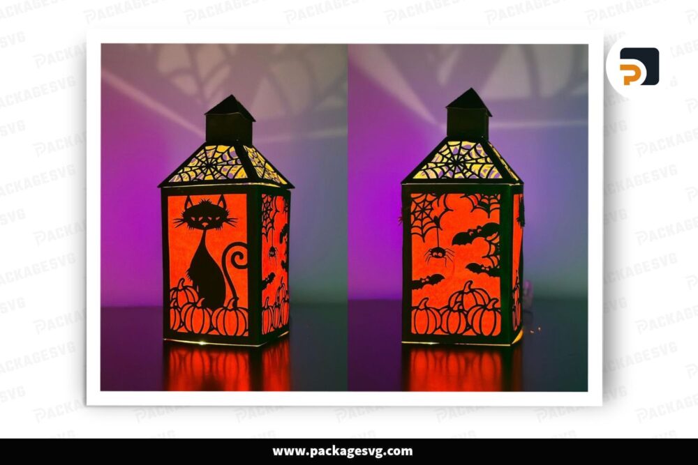 Cat Pumpkin Lantern SVG, Halloween Paper Cut File LNIZSSSV