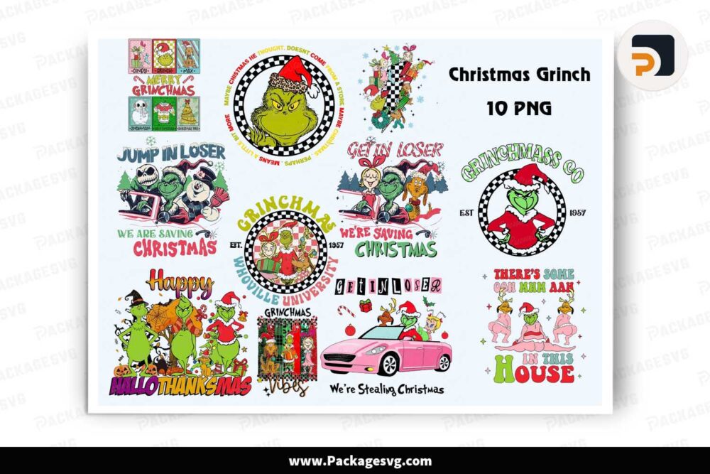 Christmas Grinch PNG Bundle, 10 Trend Shirt Designs LN9Q8II4
