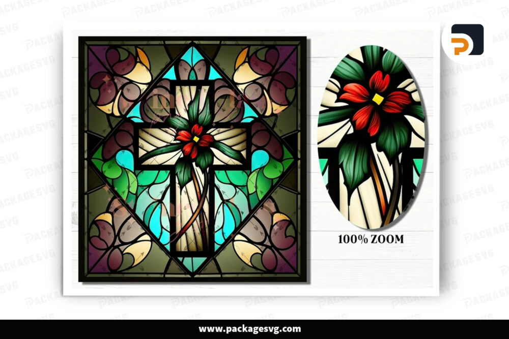 Cross Stained Glass, PNG Pattern Designs LO3QOGGH