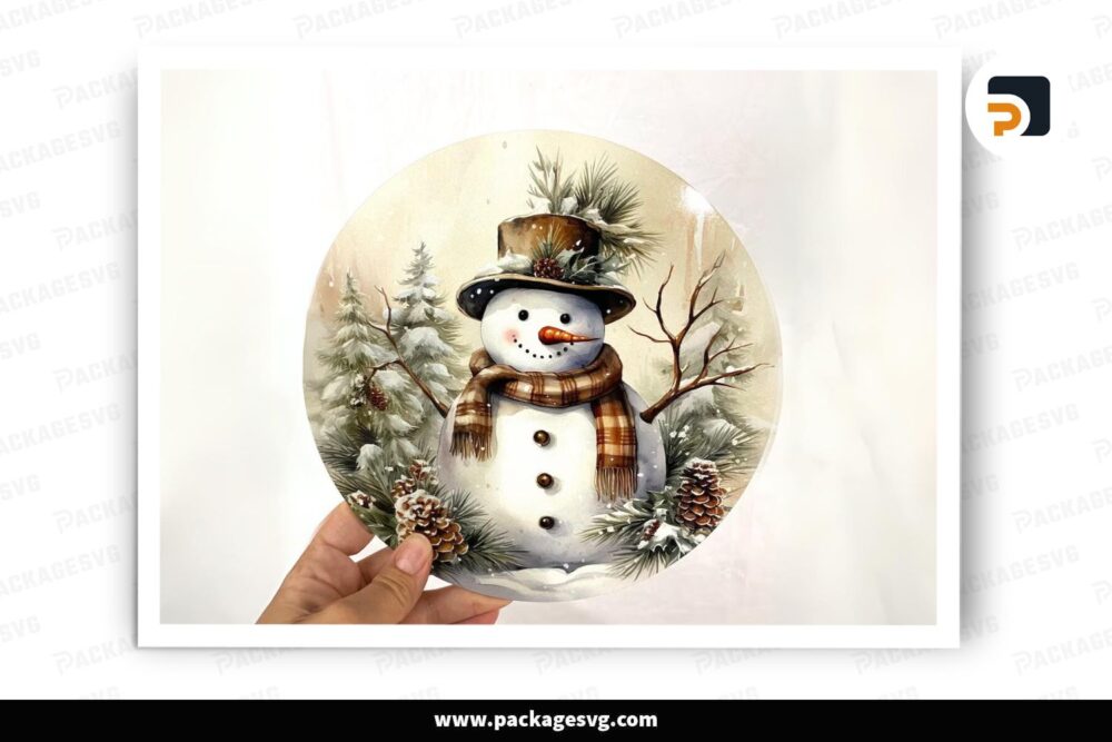Cute Snowman Sign for Wreath PNG, Sublimation Design LNVGJITC