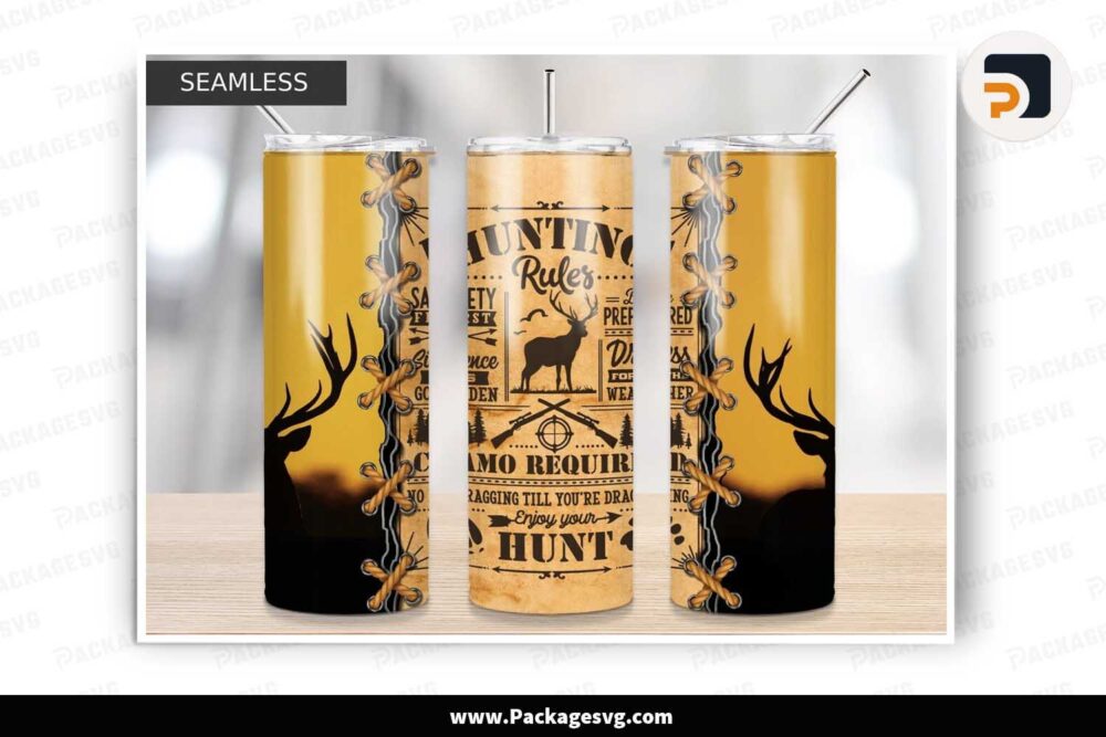 Deer Hunting Rules Sublimation Design, 20oz Skinny Tumbler Wrap LNDYYK8U